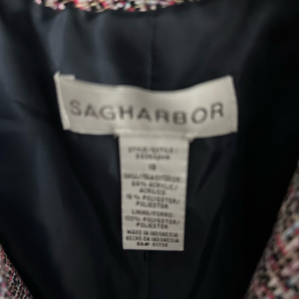 Sag Harbor Women's Blazer in Pink and Black Tweed - Picture 2 of 4